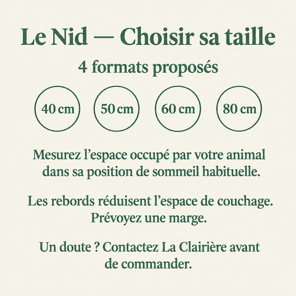 Guide de choix des quatre tailles du Nid