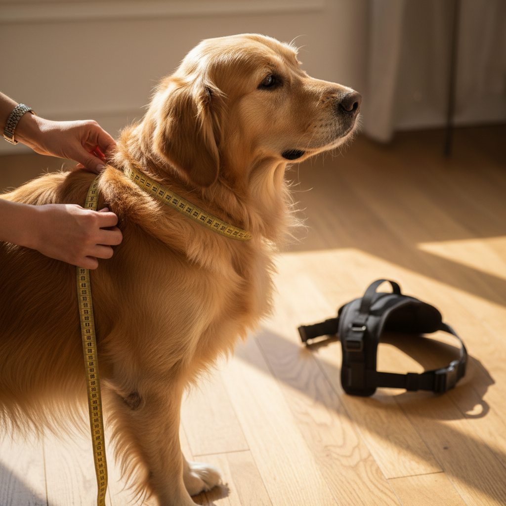Mesure du tour de poitrail d’un chien pour choisir la bonne taille de harnais