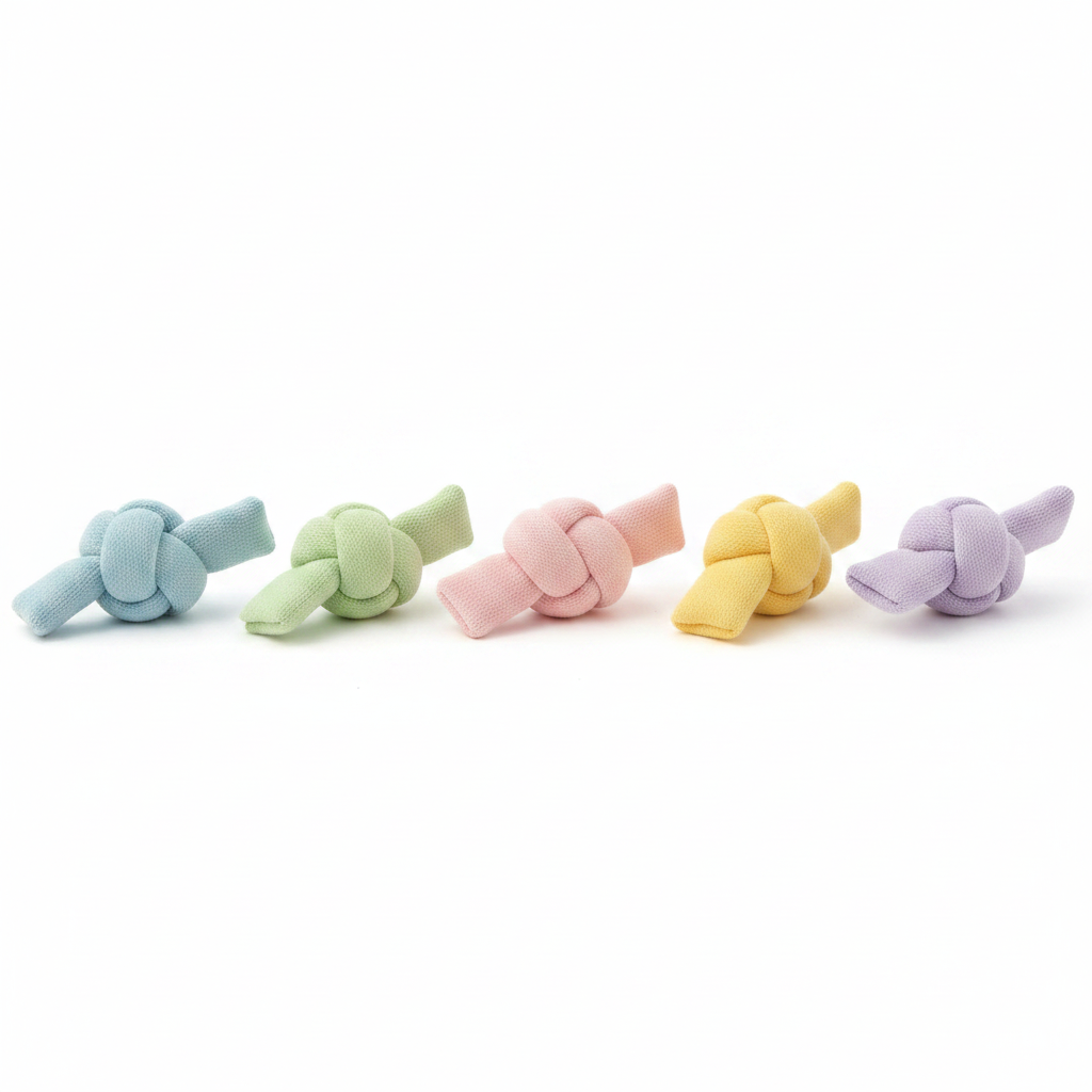 Le Lien - Jouets en corde de coton pastel fond blanc - vue produit